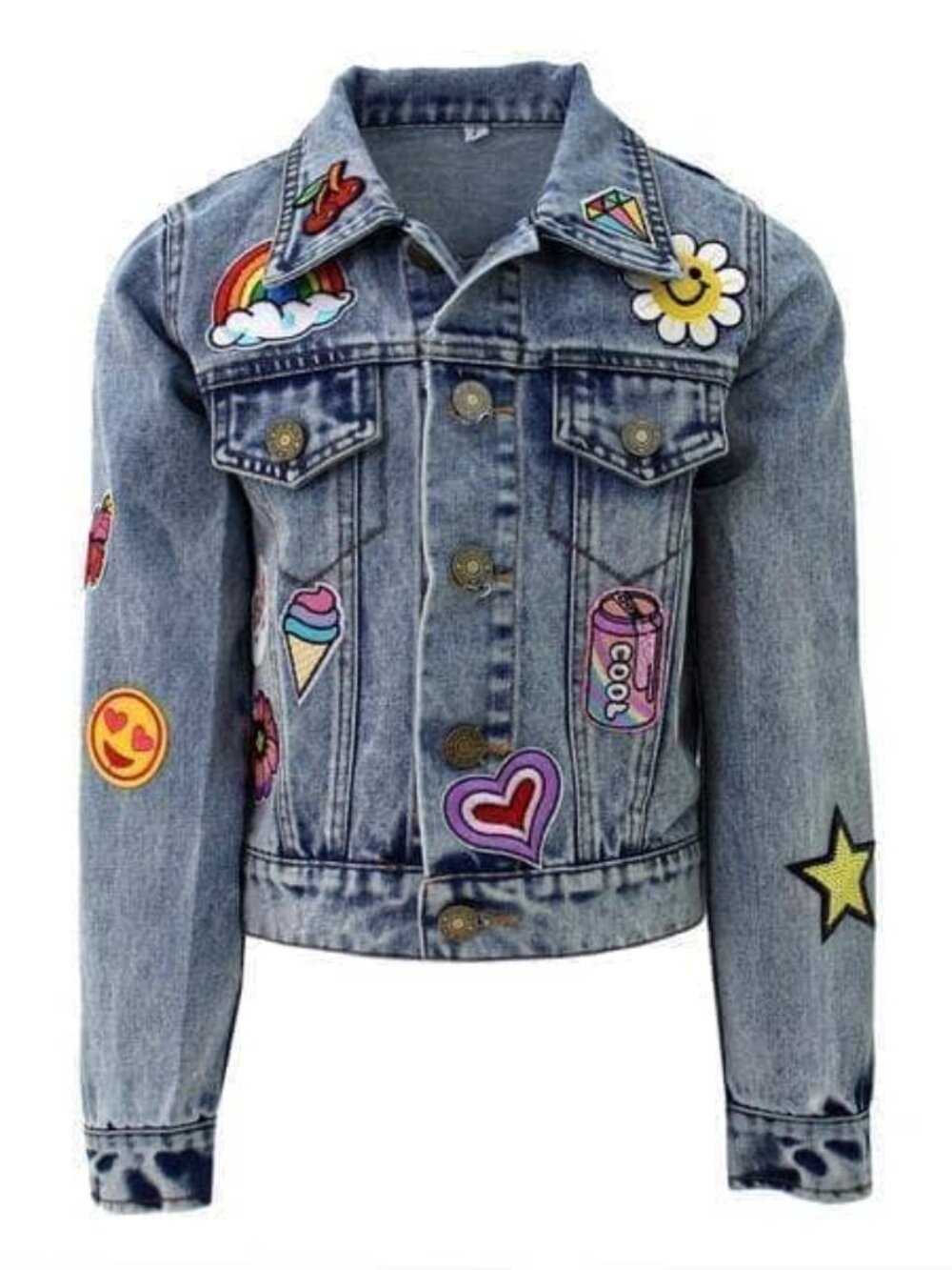 Lola + the Boys All About the Patch Crop Denim Jacket Size 10 - LIKE NEW